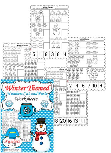 Winter Themed Numbers Cut And Paste Worksheets 1 20 Made By Teachers