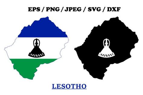 Lesotho National Flag Map Design Graphic By Terrabismail · Creative Fabrica