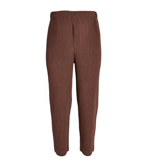 Mens Homme Pliss Issey Miyake Brown Straight Pleated Trousers Harrods Uk