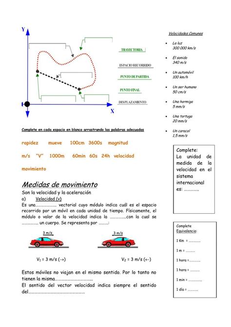 Cinemática y movimiento worksheet Cinemática