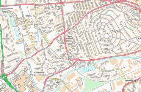 Central Nottingham City Street Map - Digital Download – ukmaps.co.uk