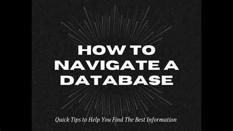 Navigating A Database Youtube