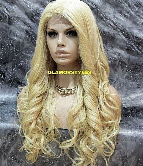 Lace Front Full Wig Long Curly Layered Bleach Blonde Heat Ok Hair Piece 613 Nwt Ebay Bleach