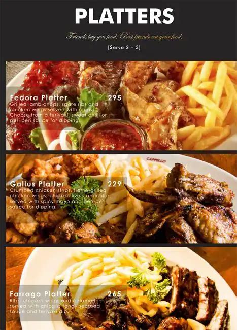 Menu At Cappello Glen Marais Kempton Park Restaurant Boksburg Weinberg St