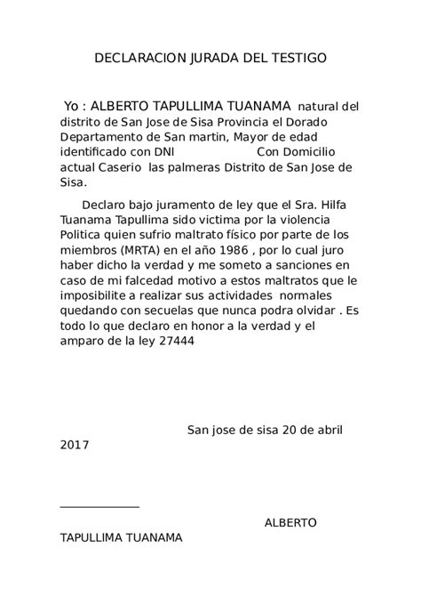 Doc Declaracion Jurada Del Testigo Hilfa