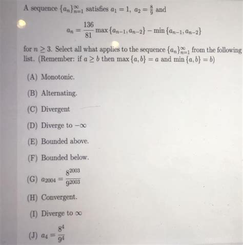 Solved A Sequence An 1 Satisfies A1 1 A2 5 And An Chegg