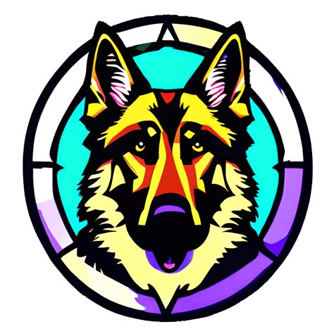 Round Stained Glass Pattern German Shepherd Dog · Creative Fabrica