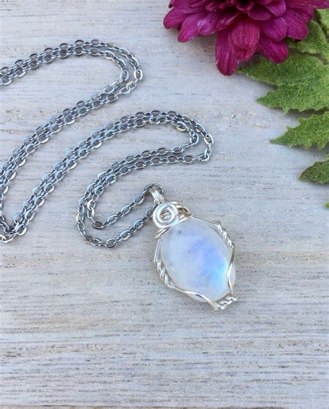 Moonstone Necklace Crystal Necklace Moonstone Jewelry | Etsy