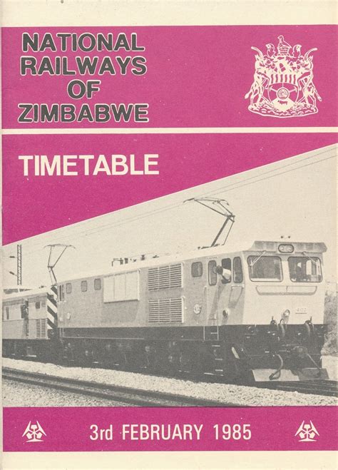 National Railways Of Zimbabwe Public Timetable February 3 1985 Etsy