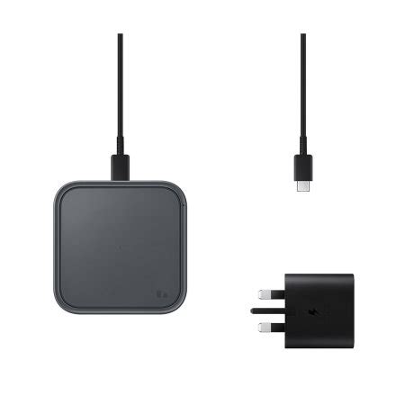 Official Samsung 15W Graphite Fast Charging Wireless Charger Pad with UK Mains Plug - For ...