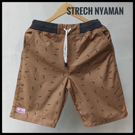 Celana Rib Pendek Strech Bahan Katun Twill Motif Printing Surfing Chino