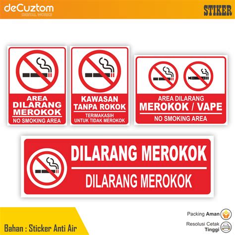 Jual Sticker Dilarang Merokok Stiker Larangan Dilarang Merokok