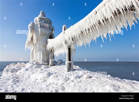 St. Joseph Michigan Lighthouse. North Pier outer lighthouse in St ...