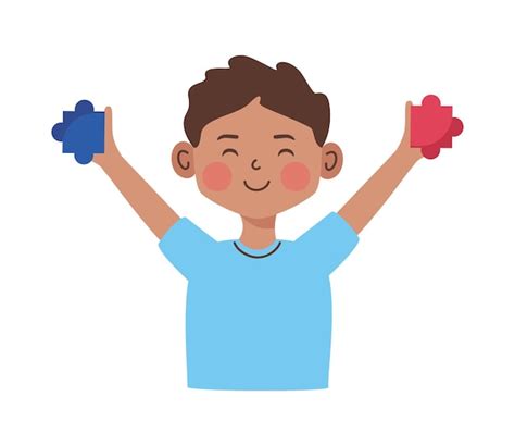 Free Vector Asperger Boy With Puzzless