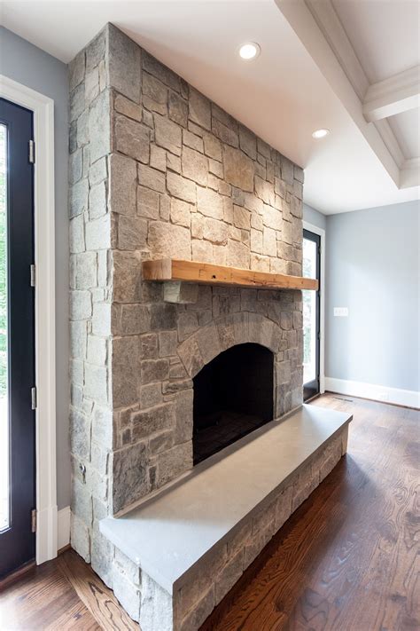 Stone And Wood Fireplace Decoomo