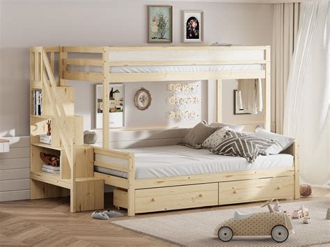 lit superpose enfant  cm en bois massif avec escalier de
