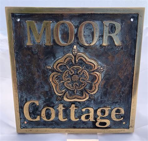 Solid Bronze Patina Verdigris Tudor Rose House Door Address Sign Metal Any Name Available