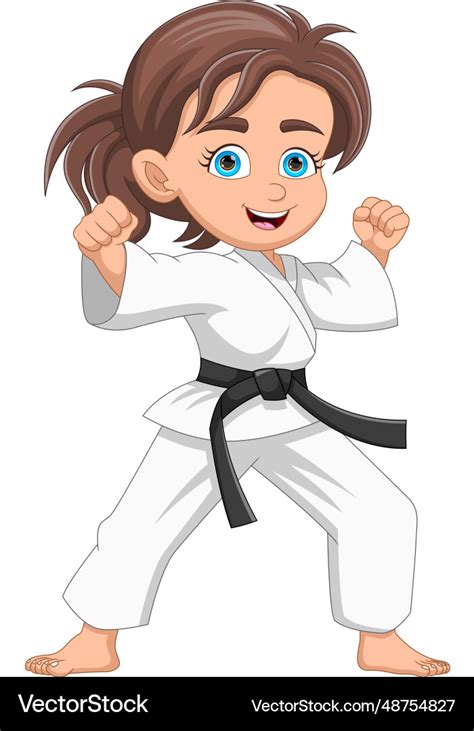 Karate Girl Cartoon Royalty Free Vector Image Vectorstock