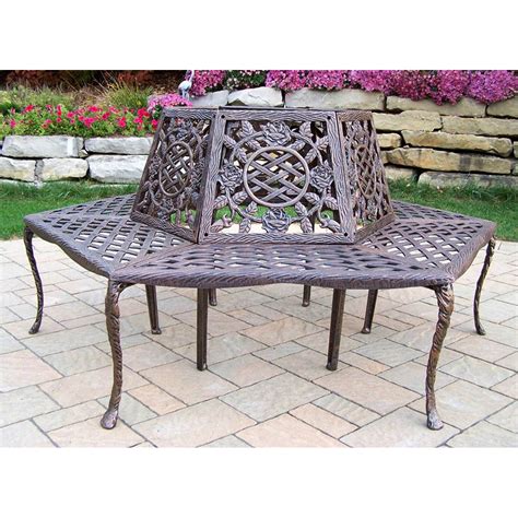 Oakland Living Tea Rose Cast Aluminum Tree Bench Antique Bronze