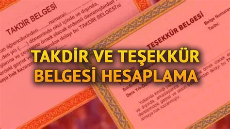 Takd R Te Ekk R Puani Hesaplama Takdir Ve Te Ekk R Belgesi