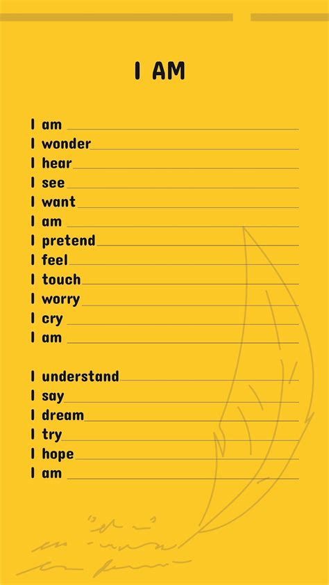 I Am Poem Worksheet