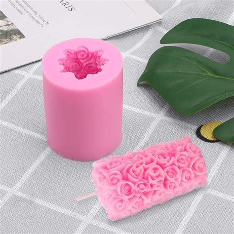 Vedini Rose Pillar Silicone Candle Mold JINDEAL INC