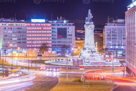 Night View Of The Marquis Of Pombal Square In Lisbon Portugal 4559378