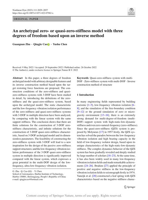 An Archetypal Zero Or Quasi Zero Stiffness Model With Three Degrees Of