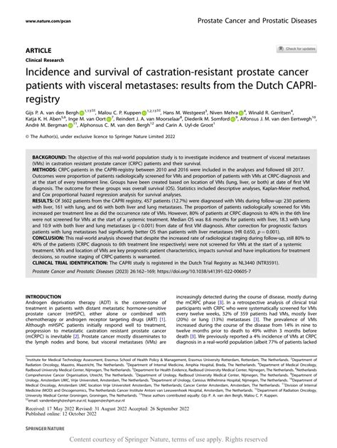 Incidence And Survival Of Castration Resistant Prostate Cancer Patients