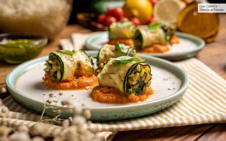 Rollitos de calabaza rellenos de espinacas arroz y pesto Receta fácil