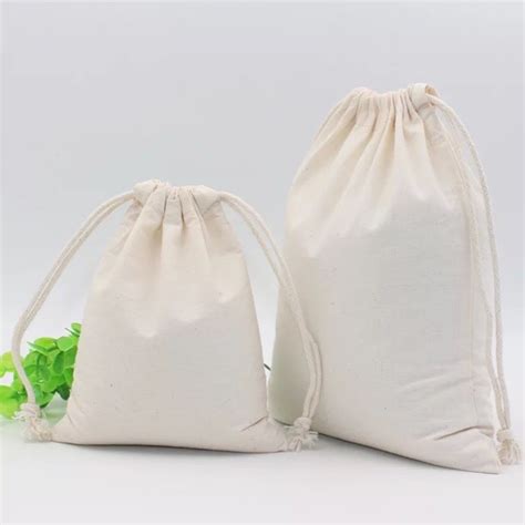 Canvas Drawstring Pouch Plain Design Katsa Bag Dustproof Storage