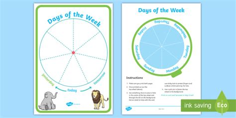 Days Of The Week Sequencing Spin Wheel Teacher Made