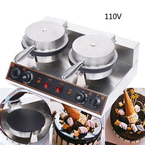 Commercial Double Head Waffle Maker Ice Cream Cone Waffle Maker Baker