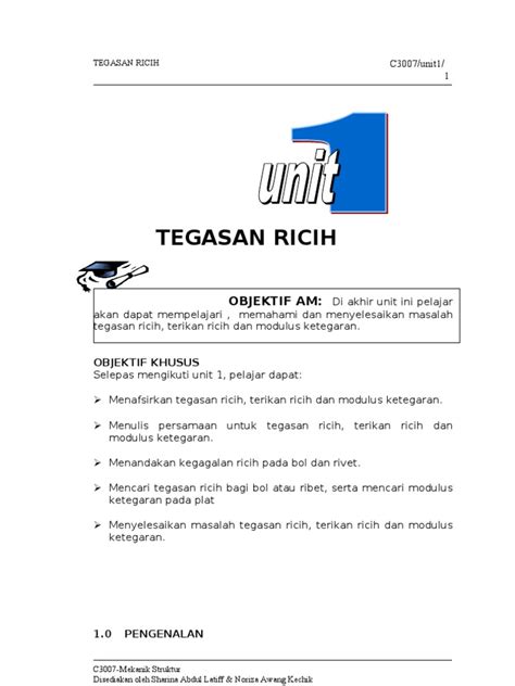 Unit 1 Tegasan Ricih Pdf