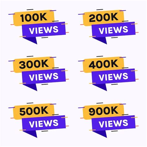 Premium Vector Speed Style 100k To 900k Plus Views Celebration Banner Set