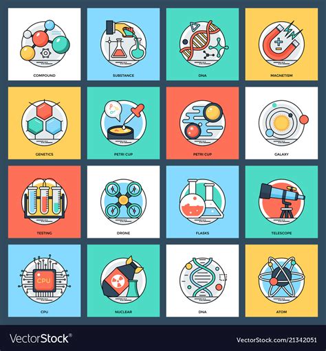 Science and technology flat icons set Royalty Free Vector