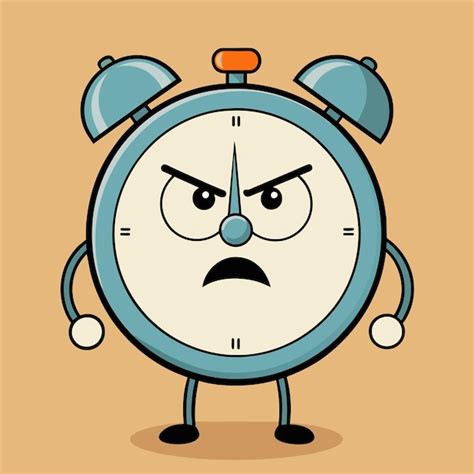 Premium Vector A Cartoon Drawing Of An Angry Alarm Clock With An