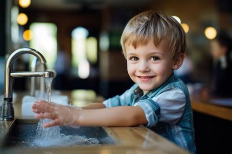 Higiene adecuada de las manos para niños y niños pequeños Foto Premium