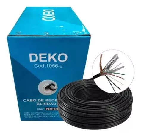 Cabo De Rede Deko Cat5e Blindado Preto 24awg Stp 4pares 305m