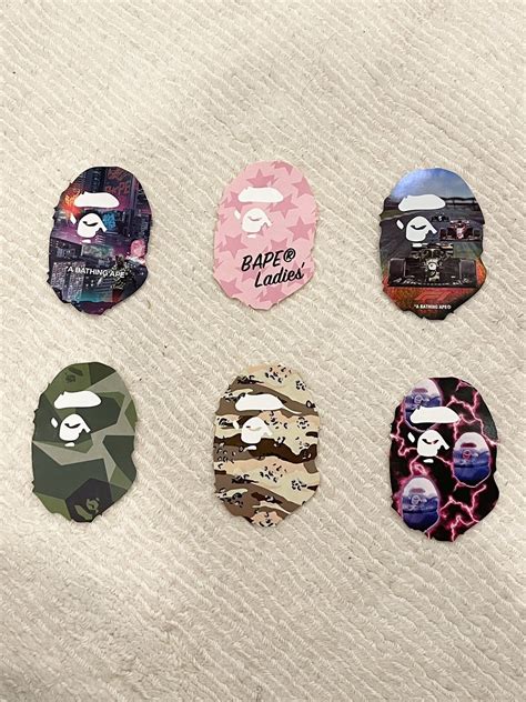 Bape Bape Head Stickers x 6 (Unused) | Grailed