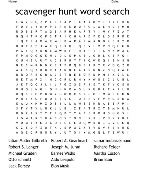 Scavenger Hunt Word Search Wordmint