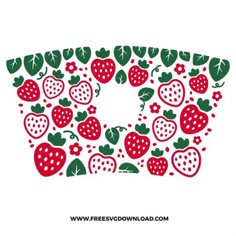 Strawberries Starbucks Wrap Svg Png Free Cut Files