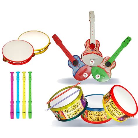 Kit Instrumentos Musicais Para Crian A Pandeirinho Flauta