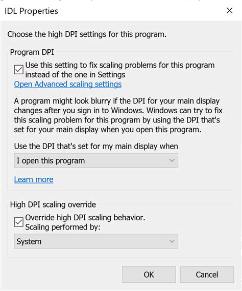 File:High dpi settings.PNG - SPEDAS Wiki