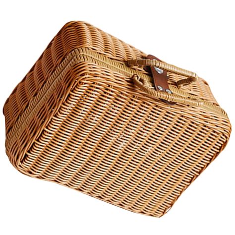 Imitation Rattan Suitcase Picnic Basket Wicker Picnic Hamper Handwoven