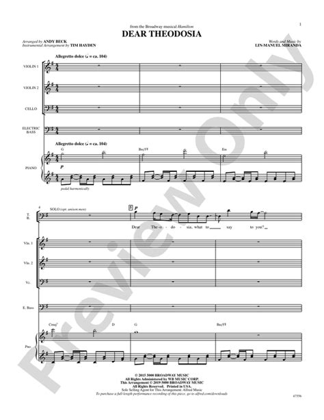 Dear Theodosia Choral Soundpax Lin Manuel Miranda Digital Sheet