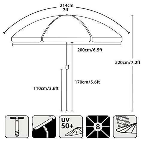 Ammsun 7 Foot Heavy Duty High Wind Beach Umbrella With Sand Anchor And Tilt Sun For Sale Online Ebay