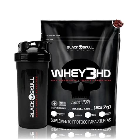 Kit Whey Hd Refil G Coqueteleira Black Skull Submarino