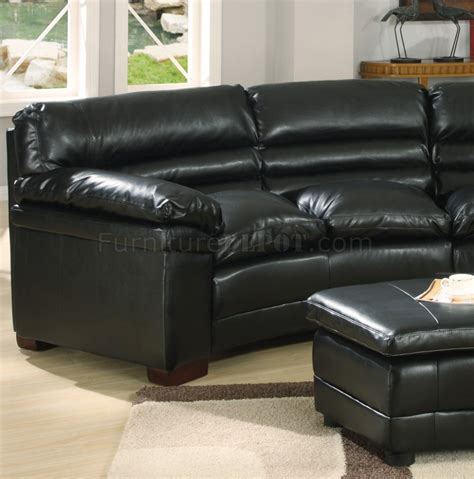 Black Full Bonded Leather Sectional Sofa w/Optional Ottoman