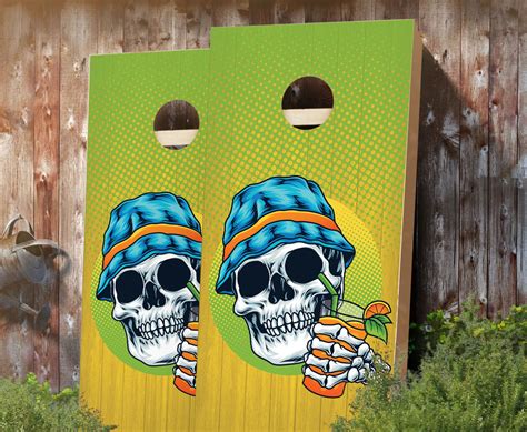 Skull Beach Bum Cornhole Boards